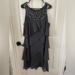 S.L. Fashions Gray Tiered Dress, Size 16